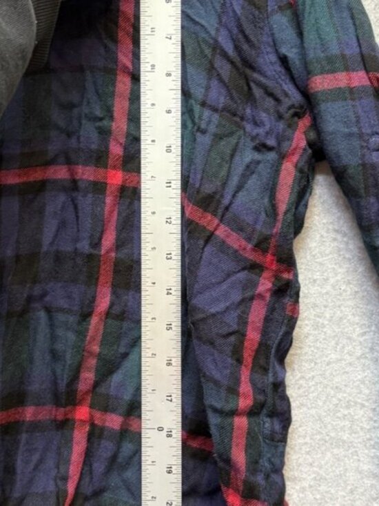 HESTER & ORCHARD Purple/Green Buffalo Plaid Shirt 3/4 Sleeves Womens Sz S - Picture 5 of 6